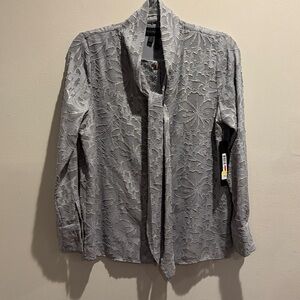 Donna Karan Elegant Gray Lace Blouse